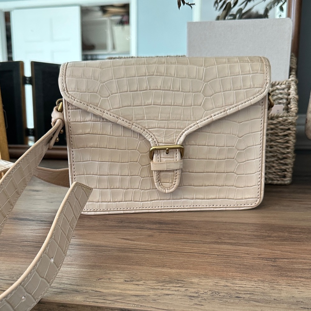 NWT J.Crew Copenhagen satchel bag in croc-embossed leather